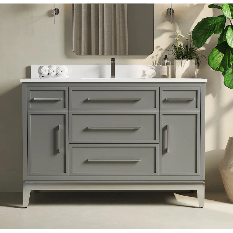 Hokku Designs Gaschler 48'' Bathroom Vanity with Quartz Vanity Top | Wayfair